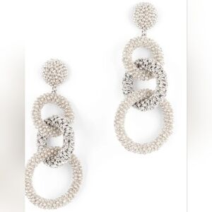 NEW Deepa Gurnani Sienna Embellished Drop Earrings silver